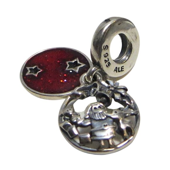Pandora Christmas Peace Love Joy Santa Dangle Enamel & SS .925 Charm 798468C01 - Picture 3 of 5